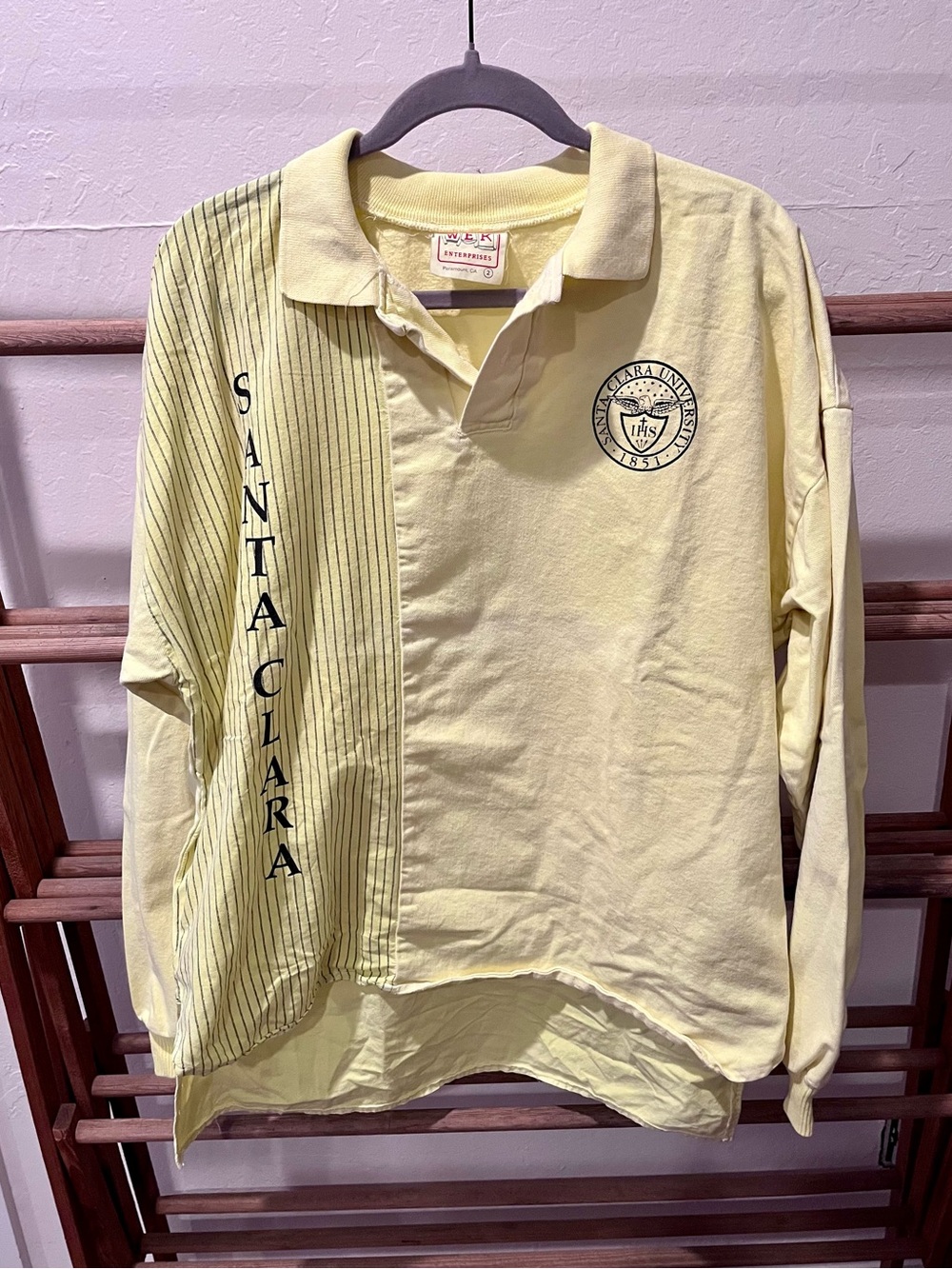 Vintage Santa Clara Long-Sleeve Polo Shirt in Light Neon Yellow